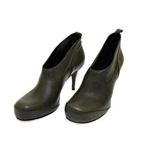 Rick Owens Gray Leather High Heel Bootie Women's Boots Dark Shadow 39 US US 9